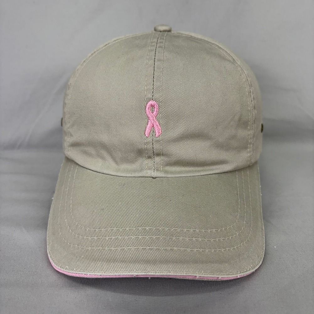 Unbranded Hat Breast Cancer Awareness Women OS Tan Pink Ribbon Cap